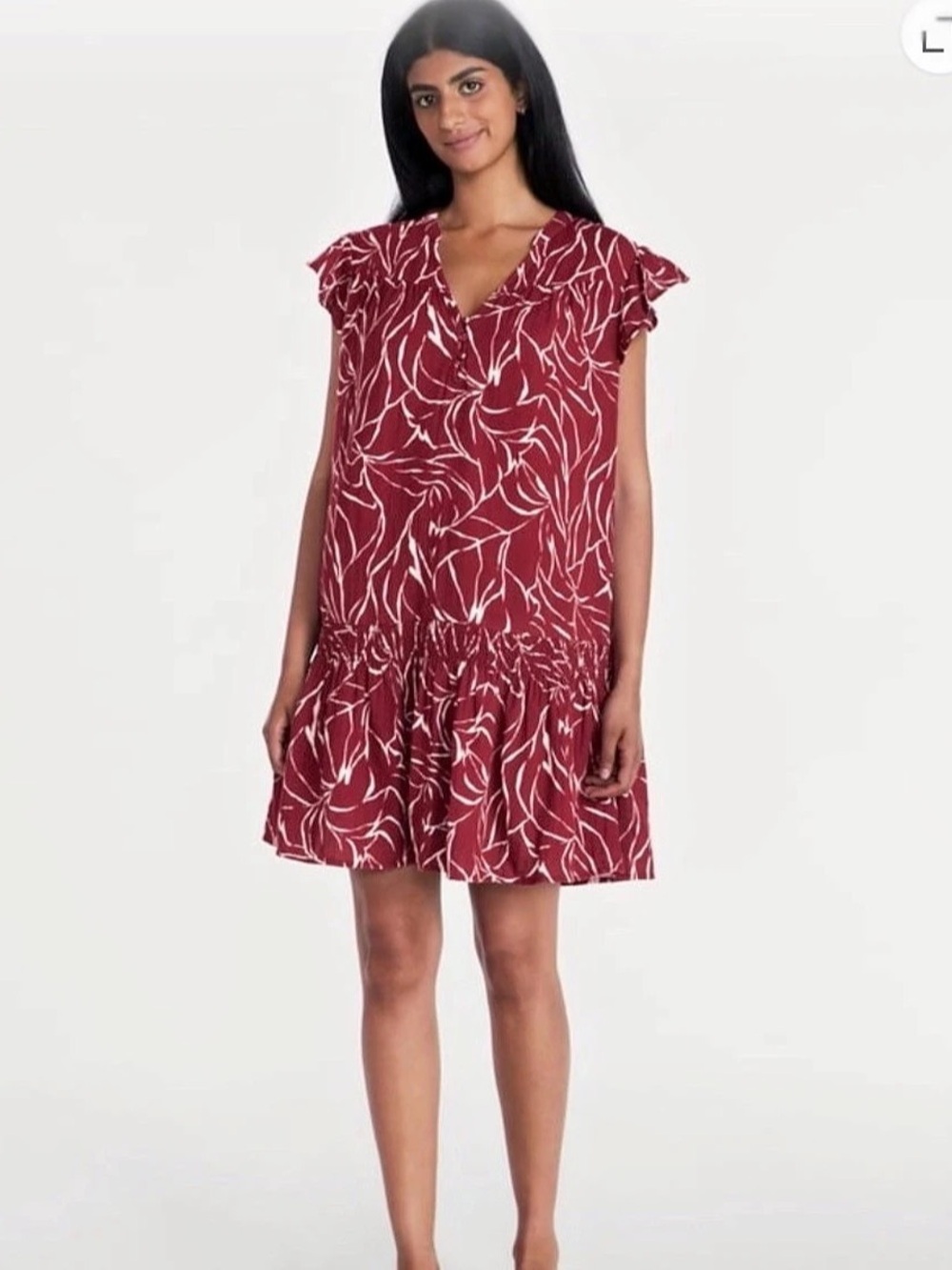 Beautiful womenβs Burgundy /white Mini Dress size XL. New w/tags